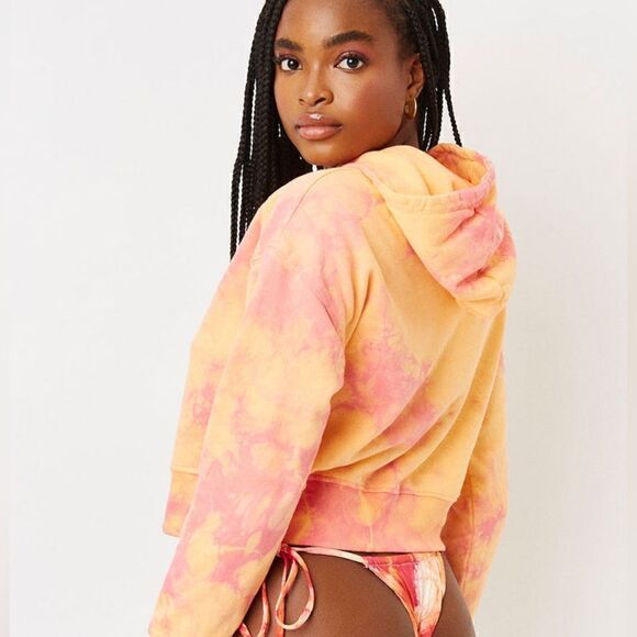 Frankie's Bikinis Sherbert Burl Tie Dye Heart Cropped Sweatshirt Size Medium NWT - Picture 6 of 8